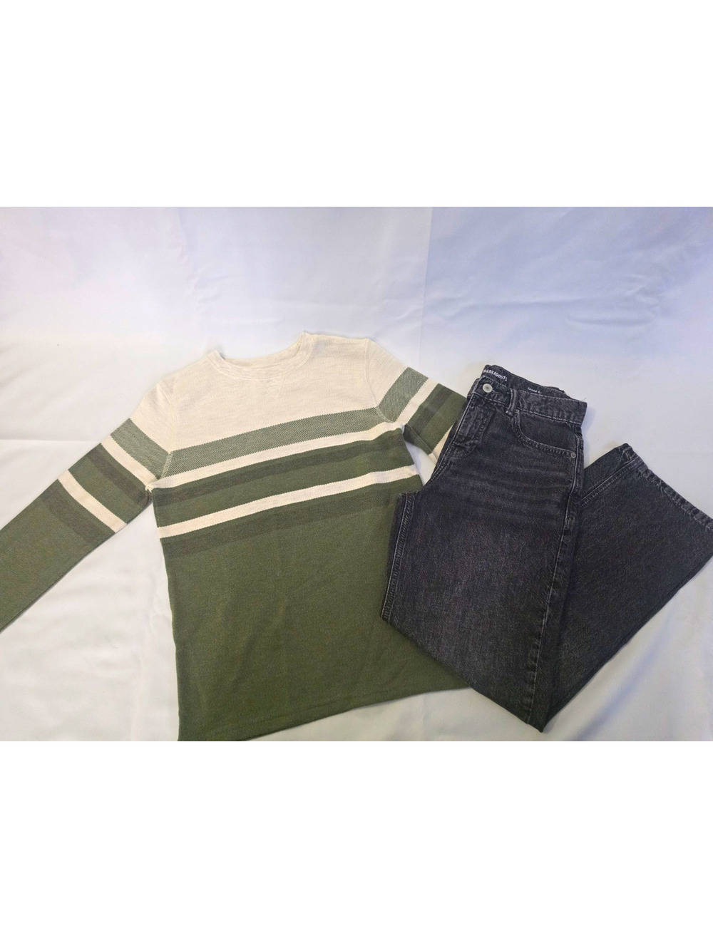 Thereabouts Boys Size 12 2pc Striped Long Sleeve Crew Tee & Loose Jeans